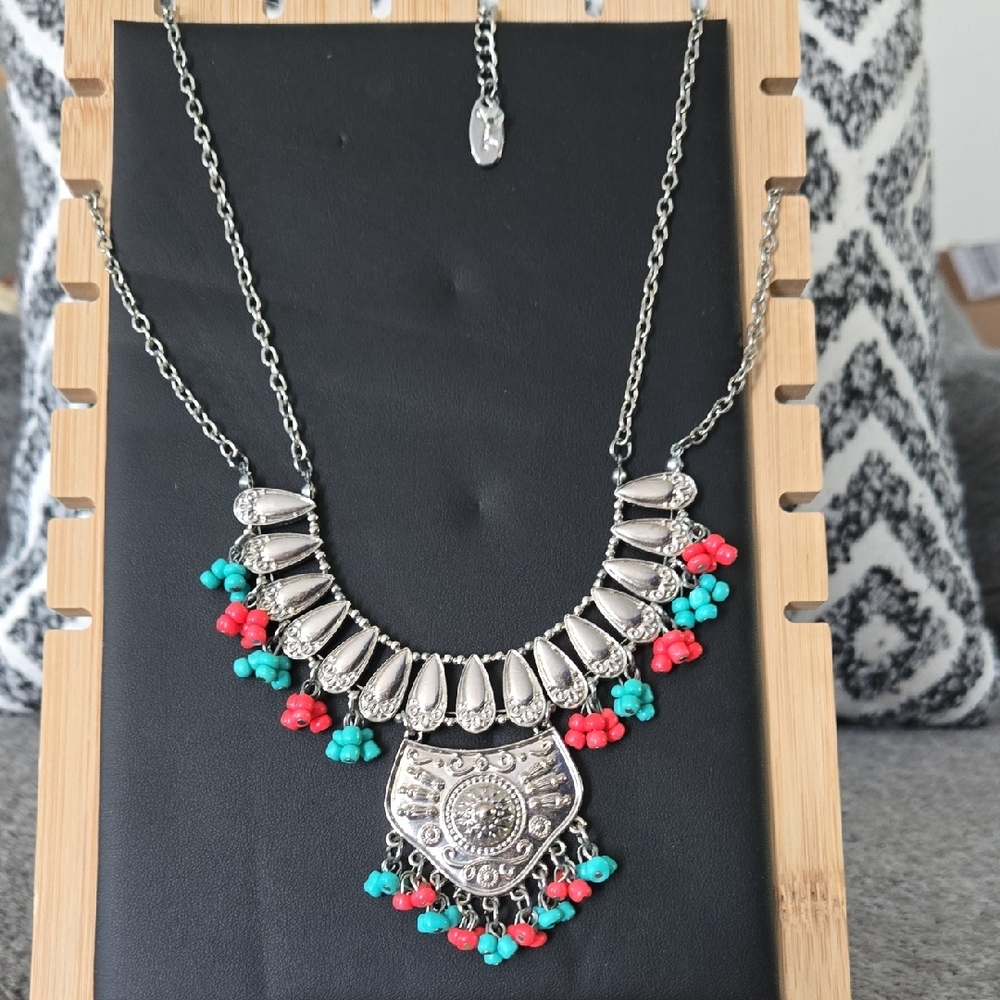 Jules Silver and Turquoise Statement Necklace